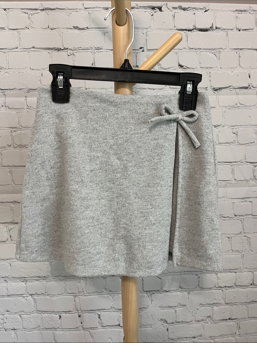 NEW ZARA Girls Gray Knit Wrap-Style Mini Skirt Skort with Side Tie
